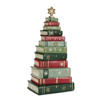 Stacked Book Tree Form 11.75”H Resin