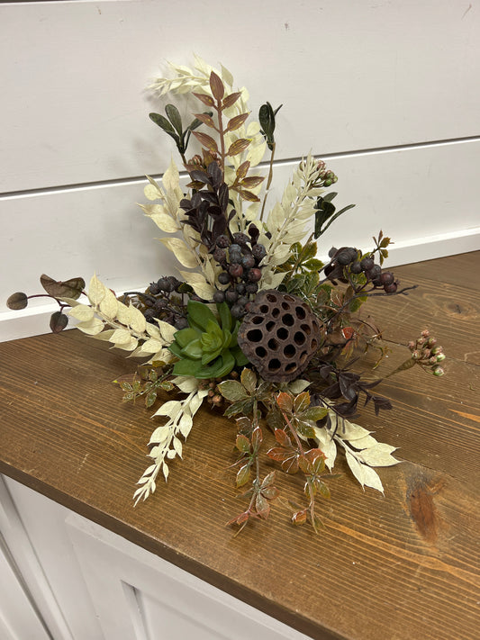 Pod with Succulent and Greens Arrangement