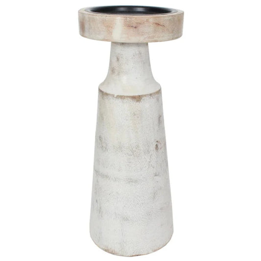 10" White Wash Candle Holder