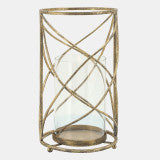 Metal 13" Hurricane Candle Holder, Gold