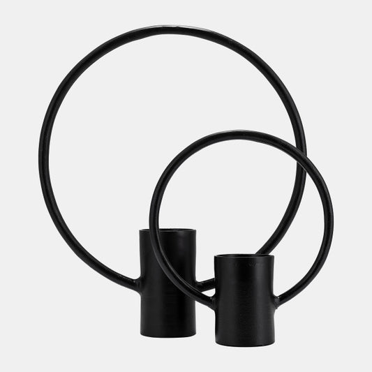 Metal 19" Full Circle Tea Light Stand, BLK