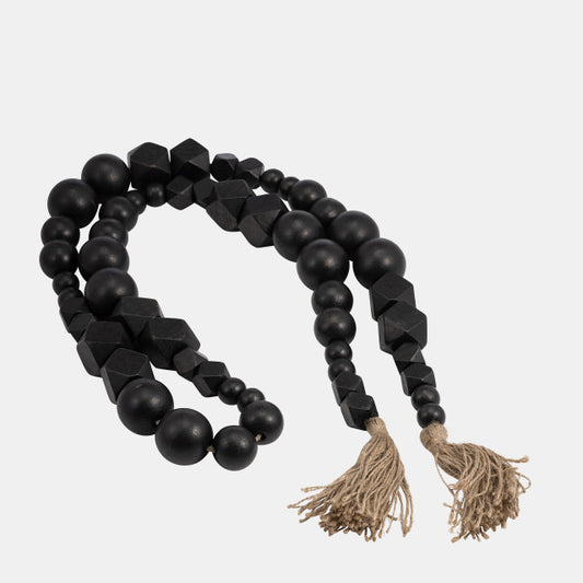 Wood, 84"L Hex & Round Bead Garland, Black