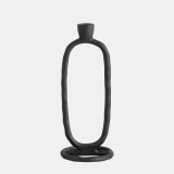 Metal, 10" Open Oval Taper Candleholder, Black