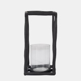 Metal 12" Open Square Hurricane Holder, Black