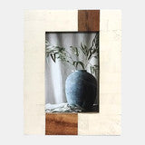 Resin, 4x6 Wood Stripe Photo Frame, Ivory/Brown