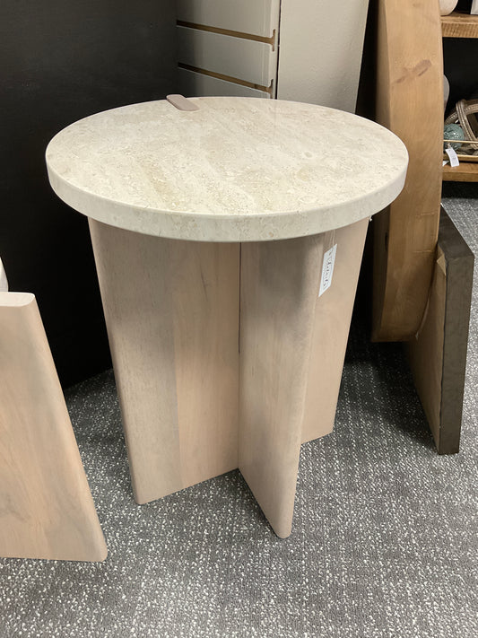 24" Connley Medium Marble and Wood Accent Table