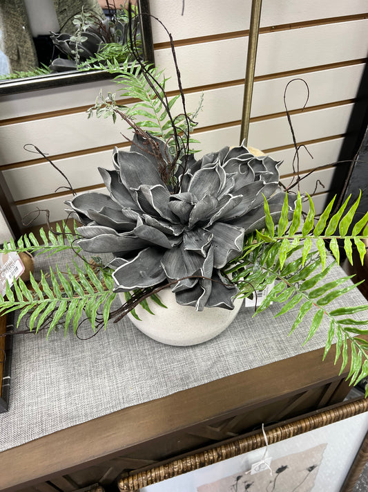 Gray Flower in White Container