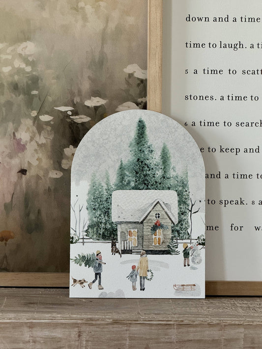 Large Winter House Scene, Arch | Christmas Decor