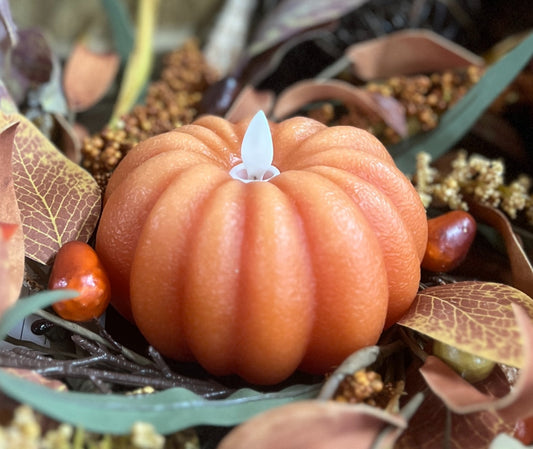 Orange Pumpkin Carved Moving Flame