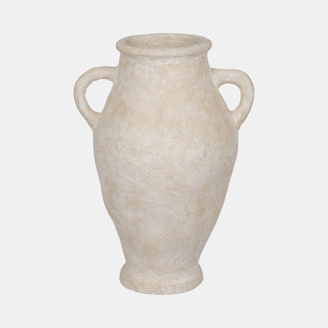 32" Paper Mache Jug With Handles, White