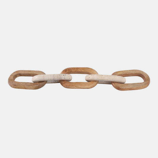 Travertine & Wood 5-link chain, tan