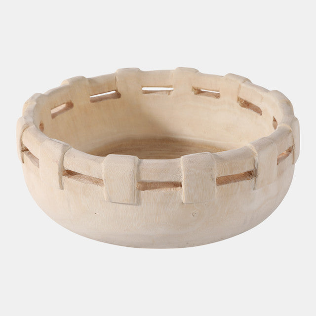 Carved Wood Bowl, 14"x6"