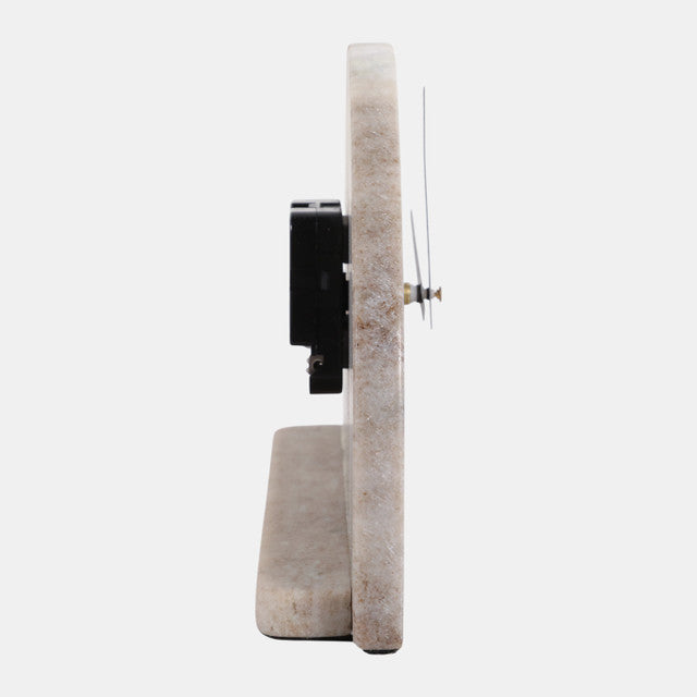 10x6" Half Dome Marble Clock, Beige