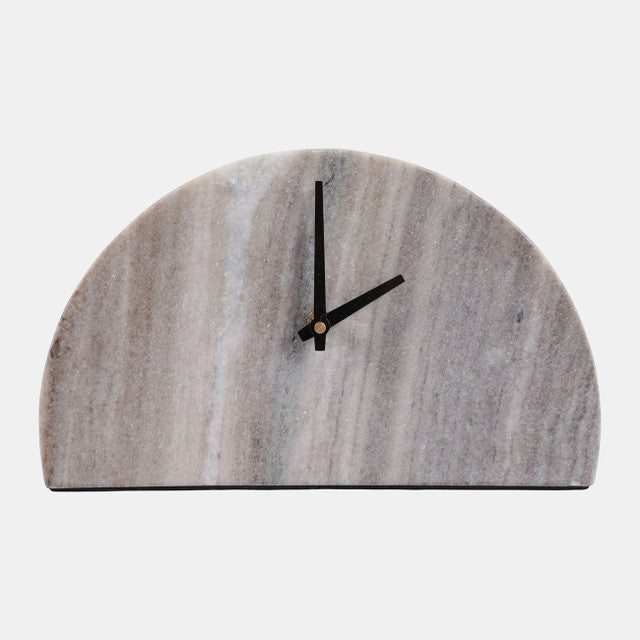 10x6" Half Dome Marble Clock, Beige