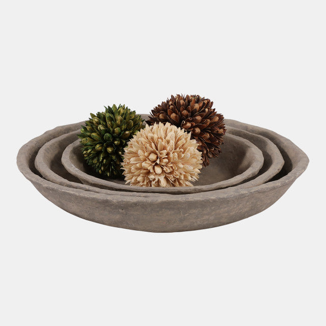 Large Paper Mache Bowl, Taupe