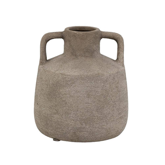 6x6x7" Terracotta Jug Vase w/ Handles Weathered Gray Finish