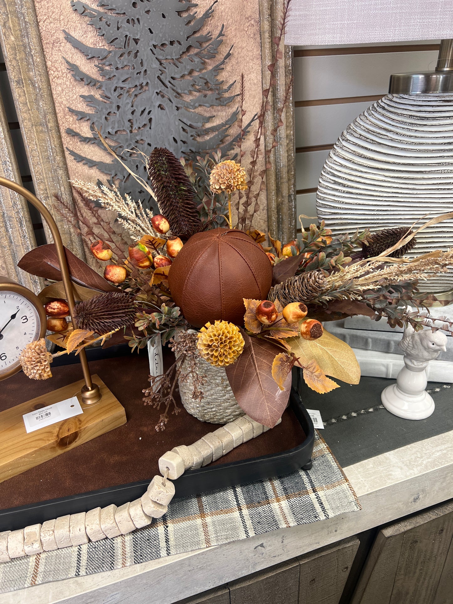 Leather Orb in Basket with florals