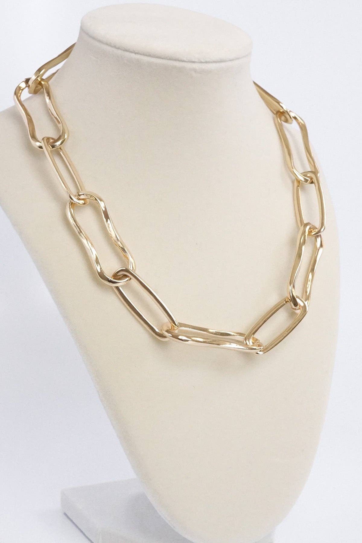 Short Chunky Chain Statement Necklace Big Long Golden Links