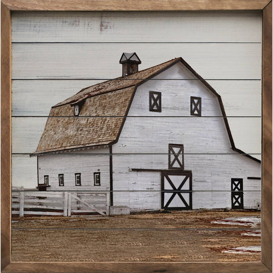 White Barn And Fence
