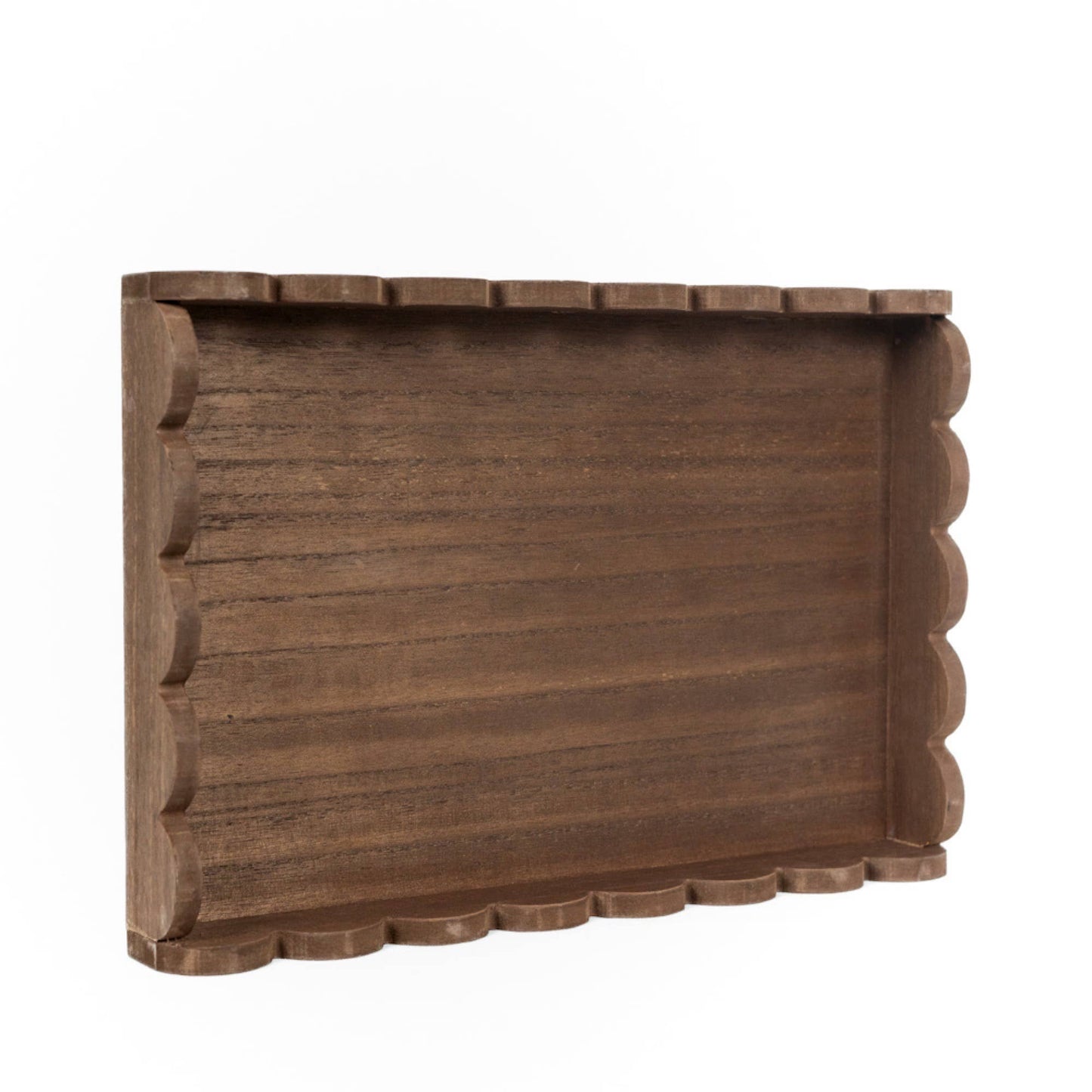 17008 - 13x9x2 wood scallop tray home decor, espresso