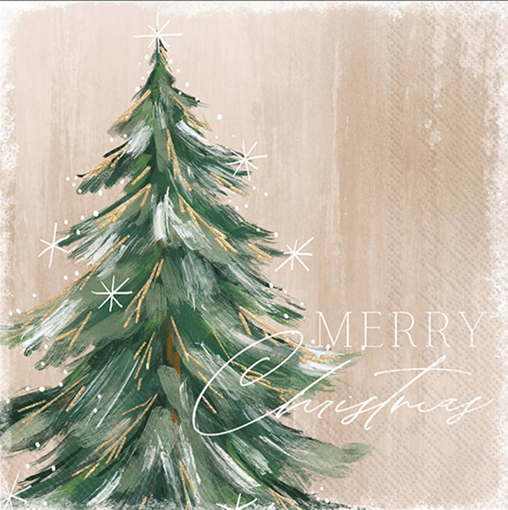 Paper Lunch Napkins 20/pack Gilded Painterly Tree Christmas