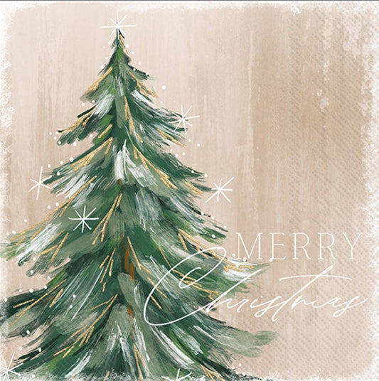 Paper Lunch Napkins 20/pack Gilded Painterly Tree Christmas
