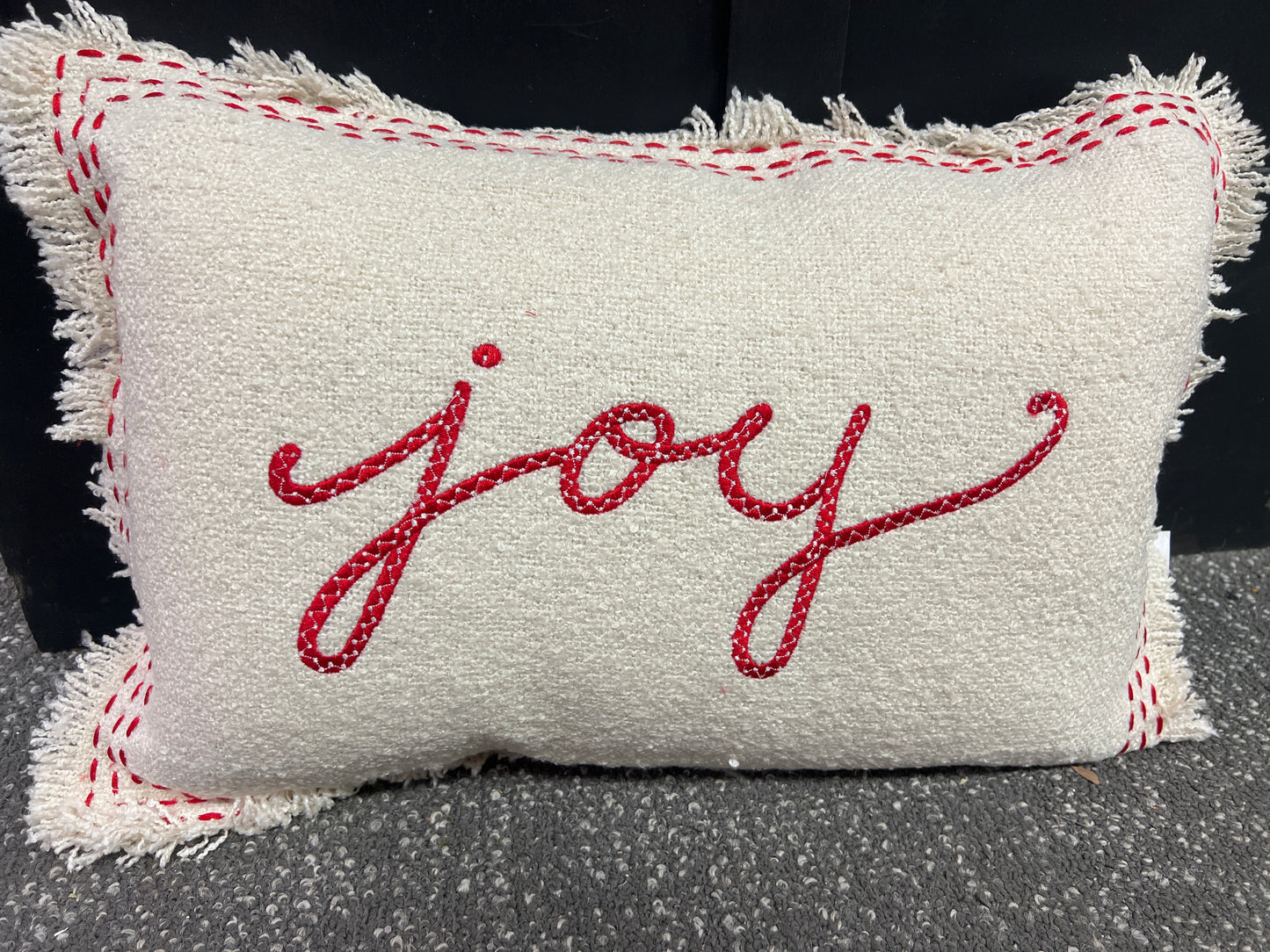 18x12 Cotton Blend Lumbar Pillow "Joy"
