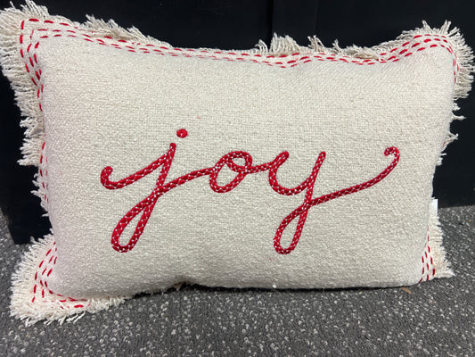 18x12 Cotton Blend Lumbar Pillow "Joy"