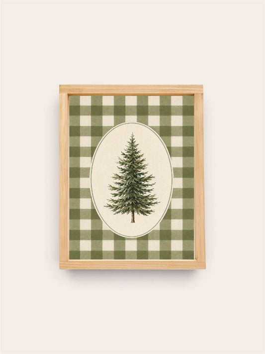 Evergreen Gingham Wall Art | Holiday Plaid