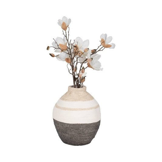 Multicolor 12 in. Ceramic Striped Woven Textured Vase