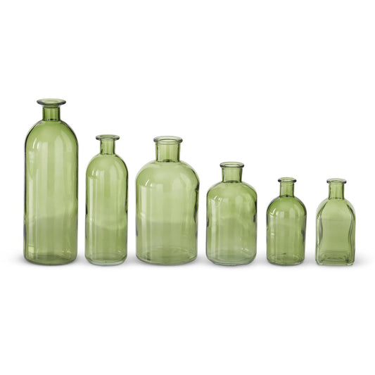 Assorted Green Glass Bottles