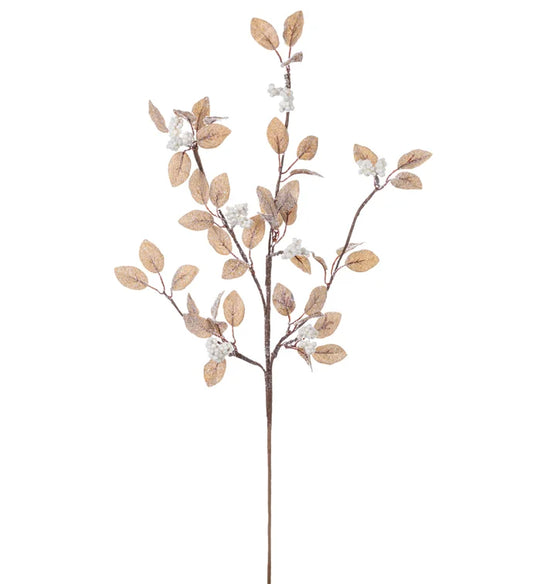 White Cluster Berry Beige Leaf Spray