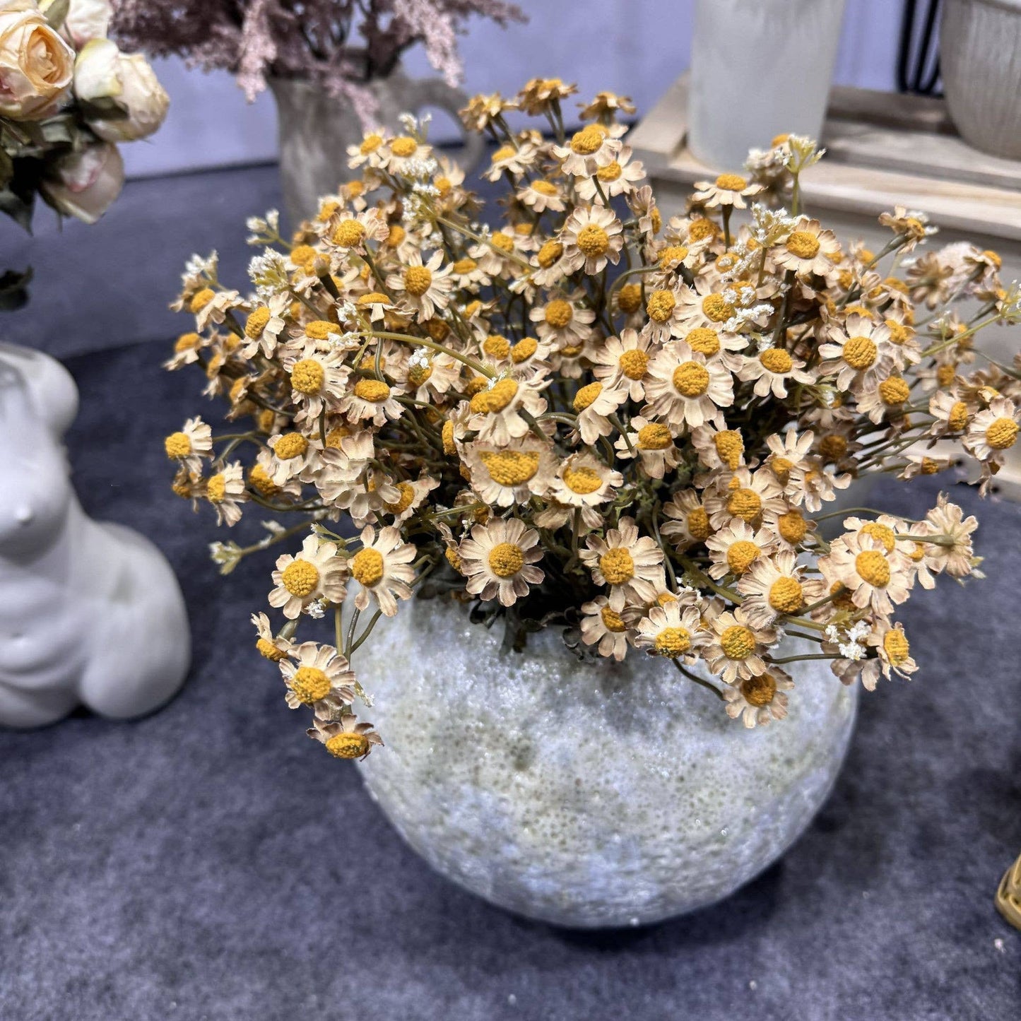 13''T Faux Daisies Floral Bunch, Dried Look Autumn Daisies