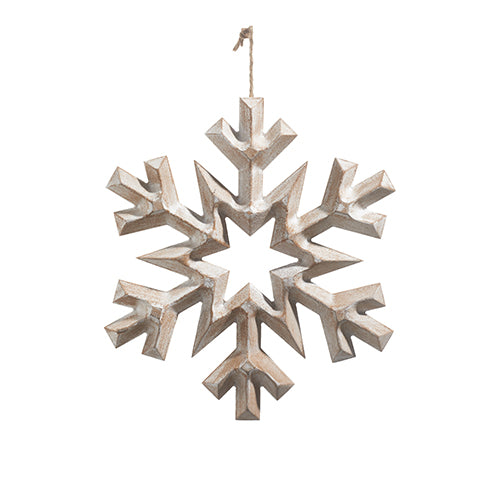 15.75" Whitewashed Snowflake Ornament