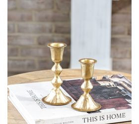 S/2 Gold Diamond Candle Holder