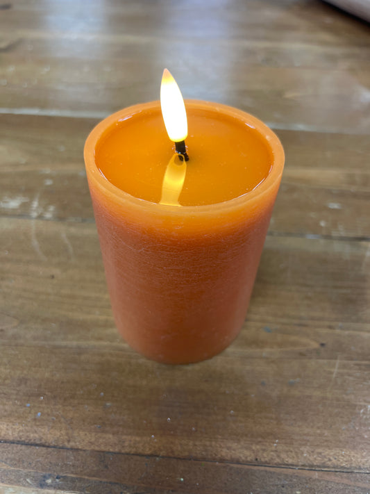 4" Orange LED Pillar Candle