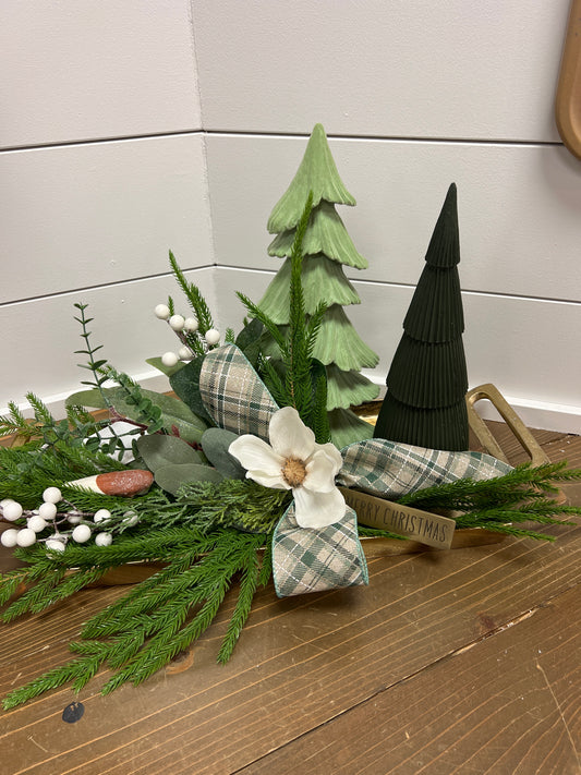 Merry Christmas Sign with Greenery