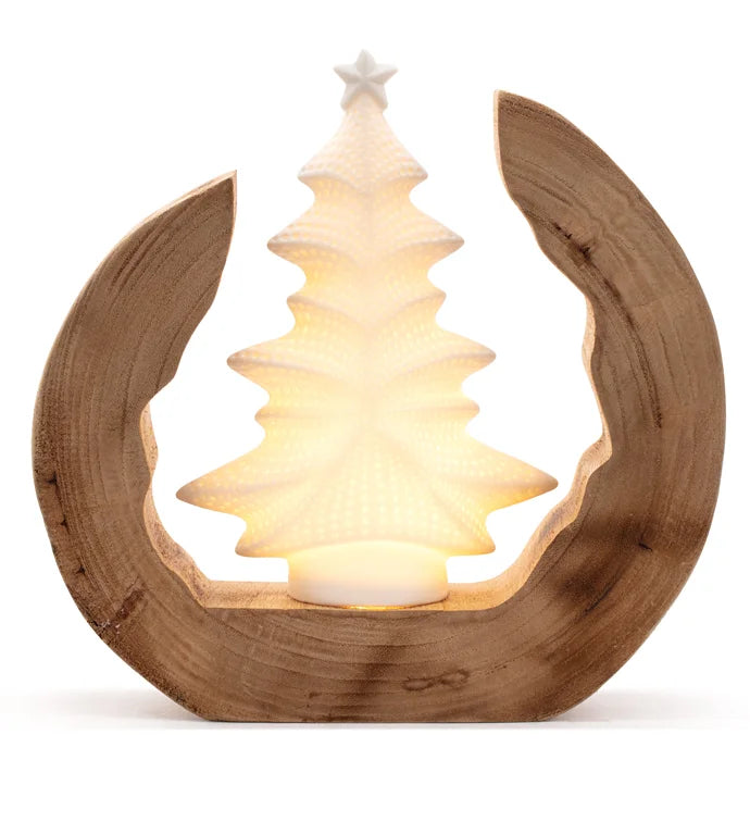 LED Tree on Carved Wood