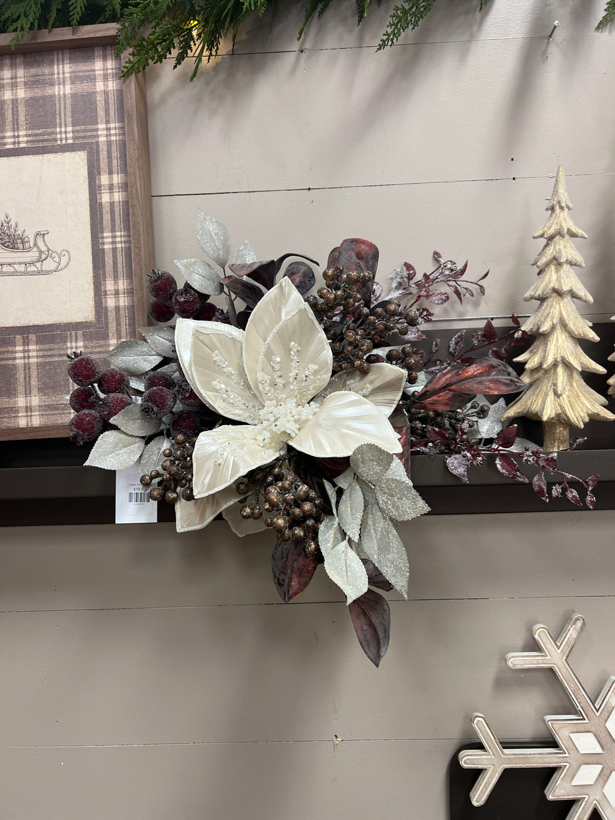 Cream Poinsettia with Burgundy Arrangement