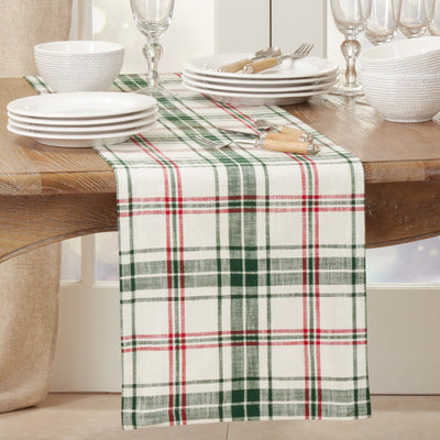 14x72 Plaid Runner White/Green