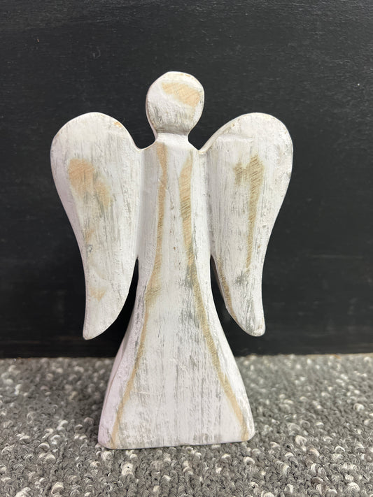 8x4.75" Wooden Angel White