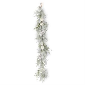 58 Inch Silver Glittered Mixed Pine Eucalyptus