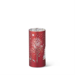 6 Inch Red Laser Engraved Winter Scene LED Cylinder