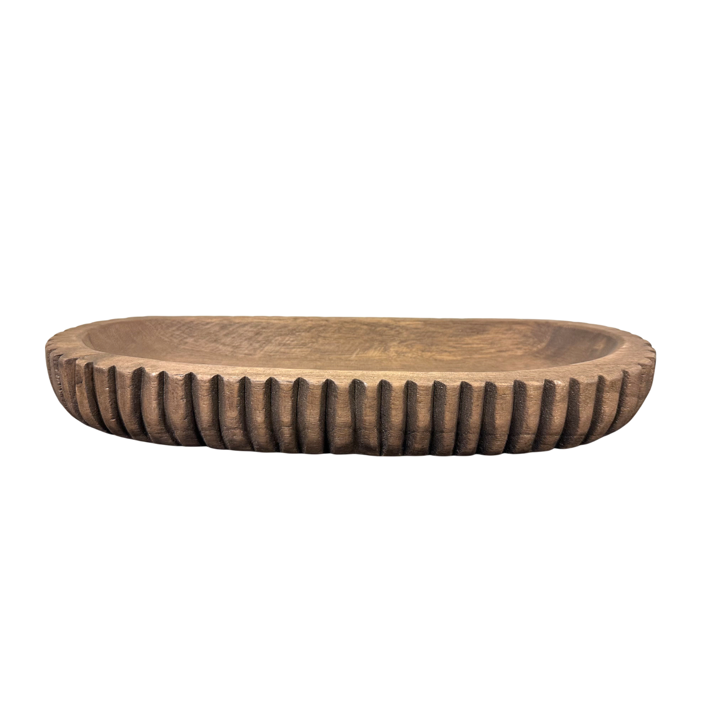 N159 Wood Ribbed Dough Bowl - Brown 15.75" x 6.25" x 2" PK 2