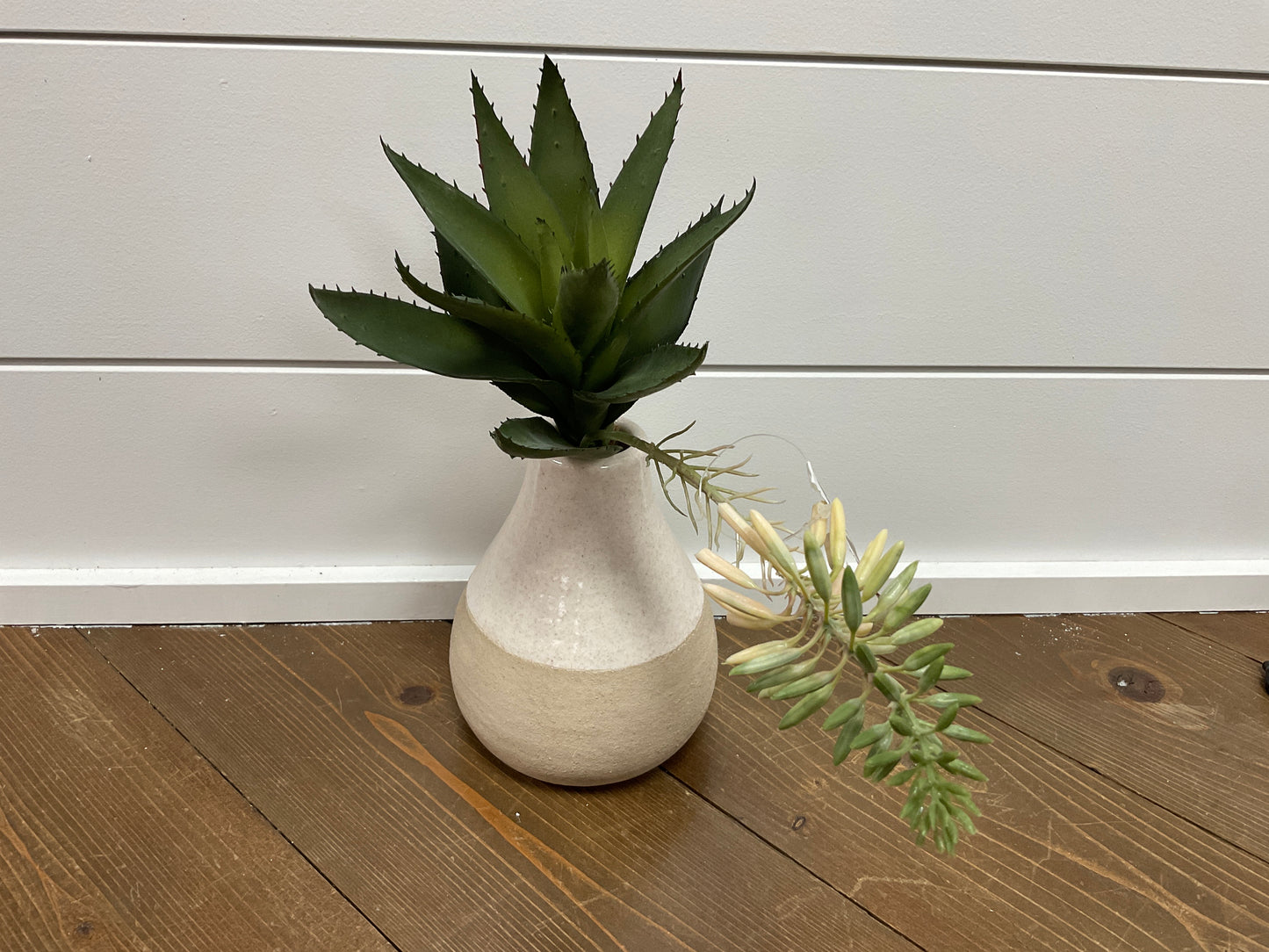 15" Blooming Agave Pick WH/GR