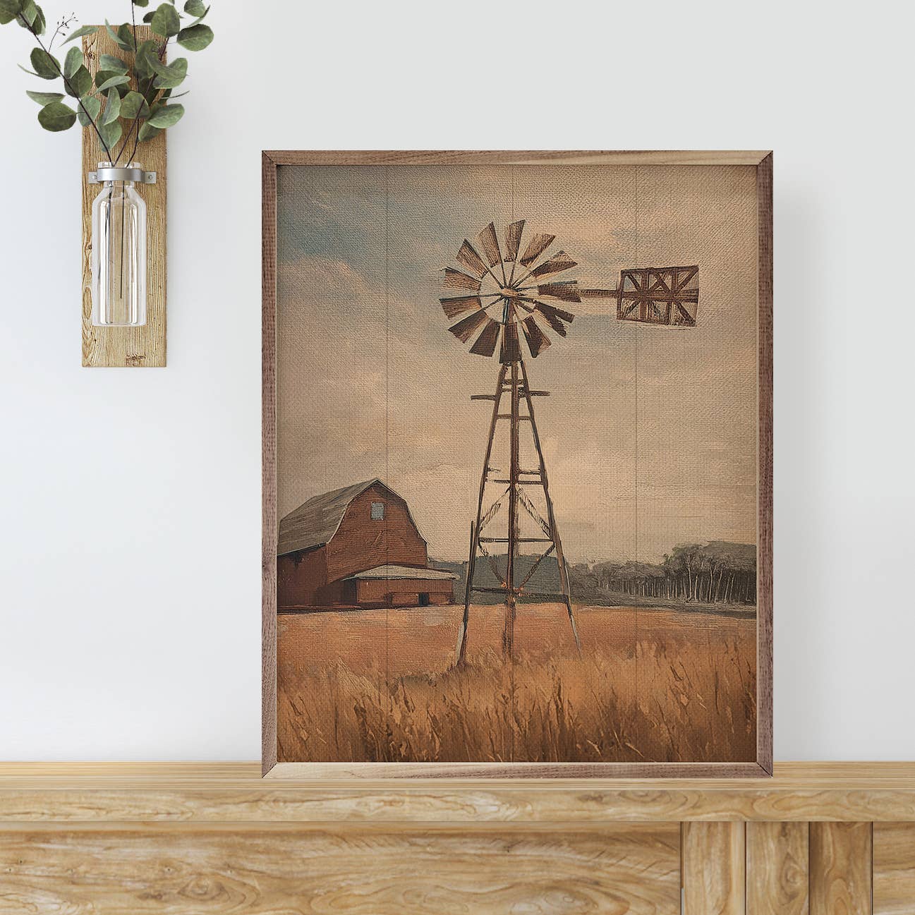 Windmill With Red Barn
