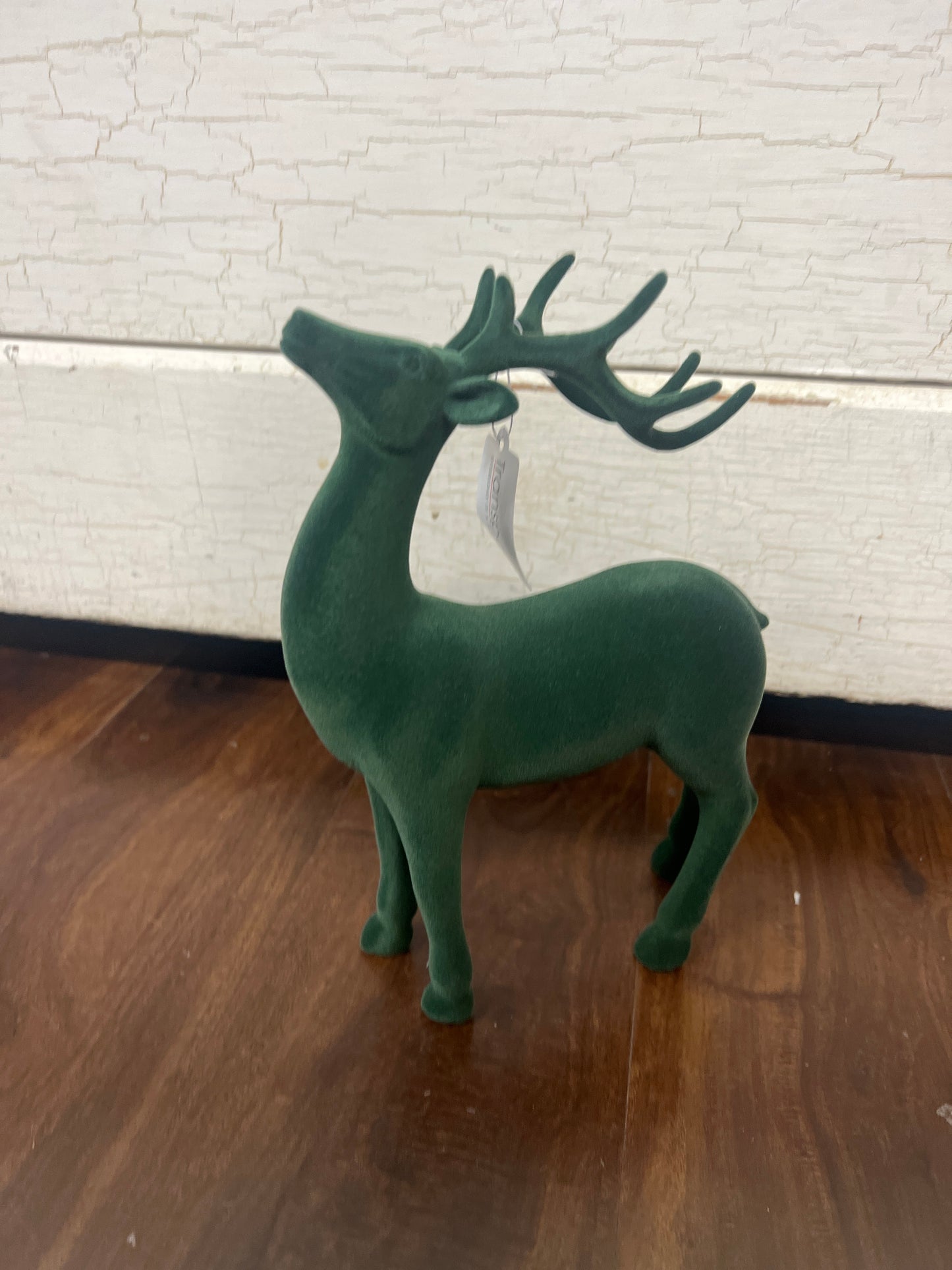 Lg Green Flocked Reindeer