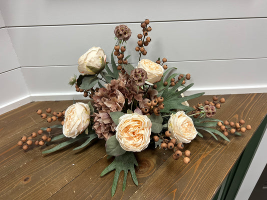 Cream ranunculus and hydrangea Arrangement