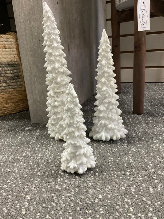 Set of 3 White Sparkley Trees