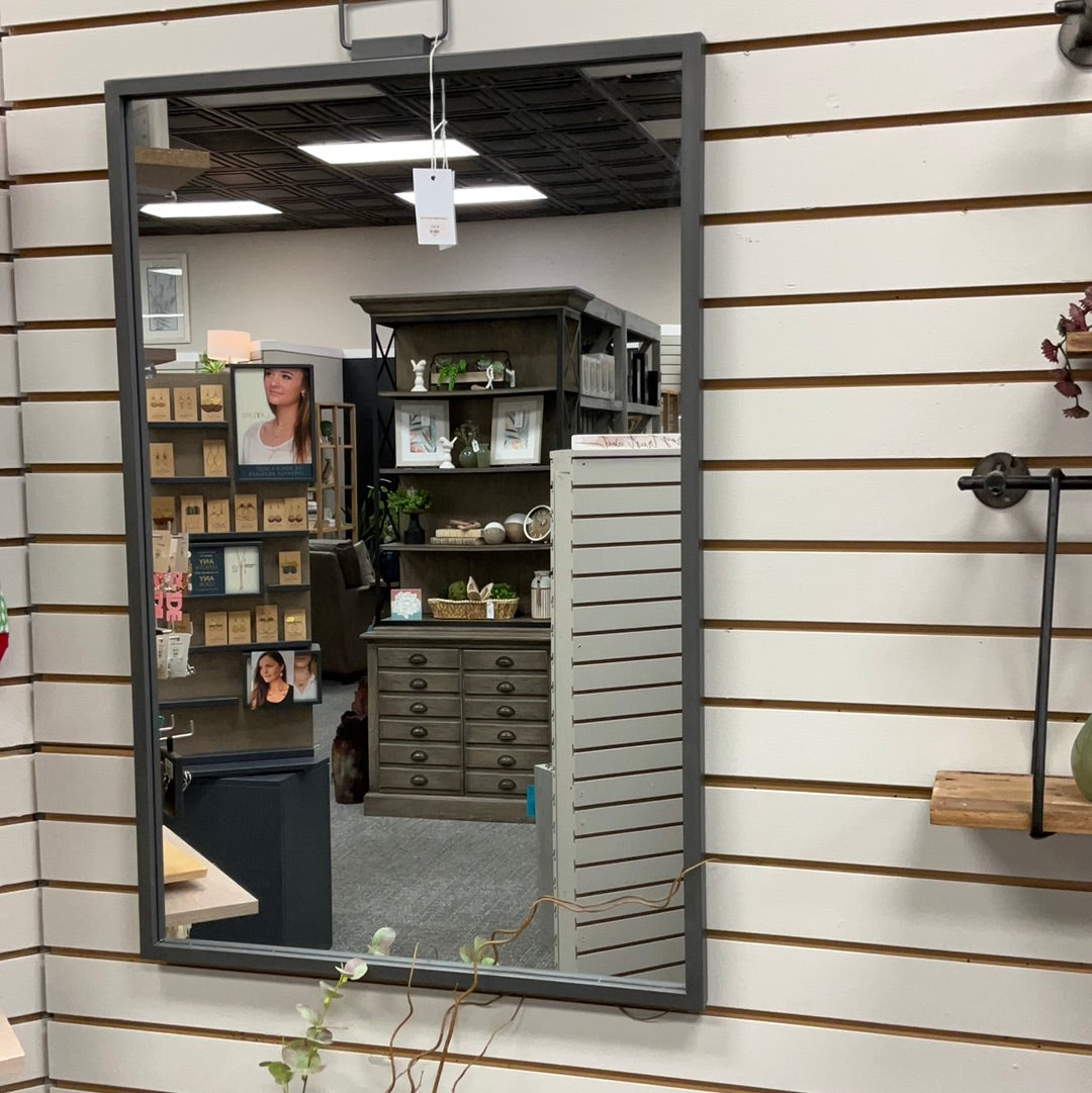 24x43 Gray Metal Frame Mirror